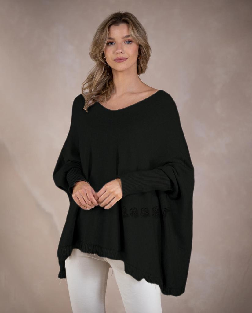 Autumn and winter European and American popular pullover sweater solid color loose top one-neck knitted sweater