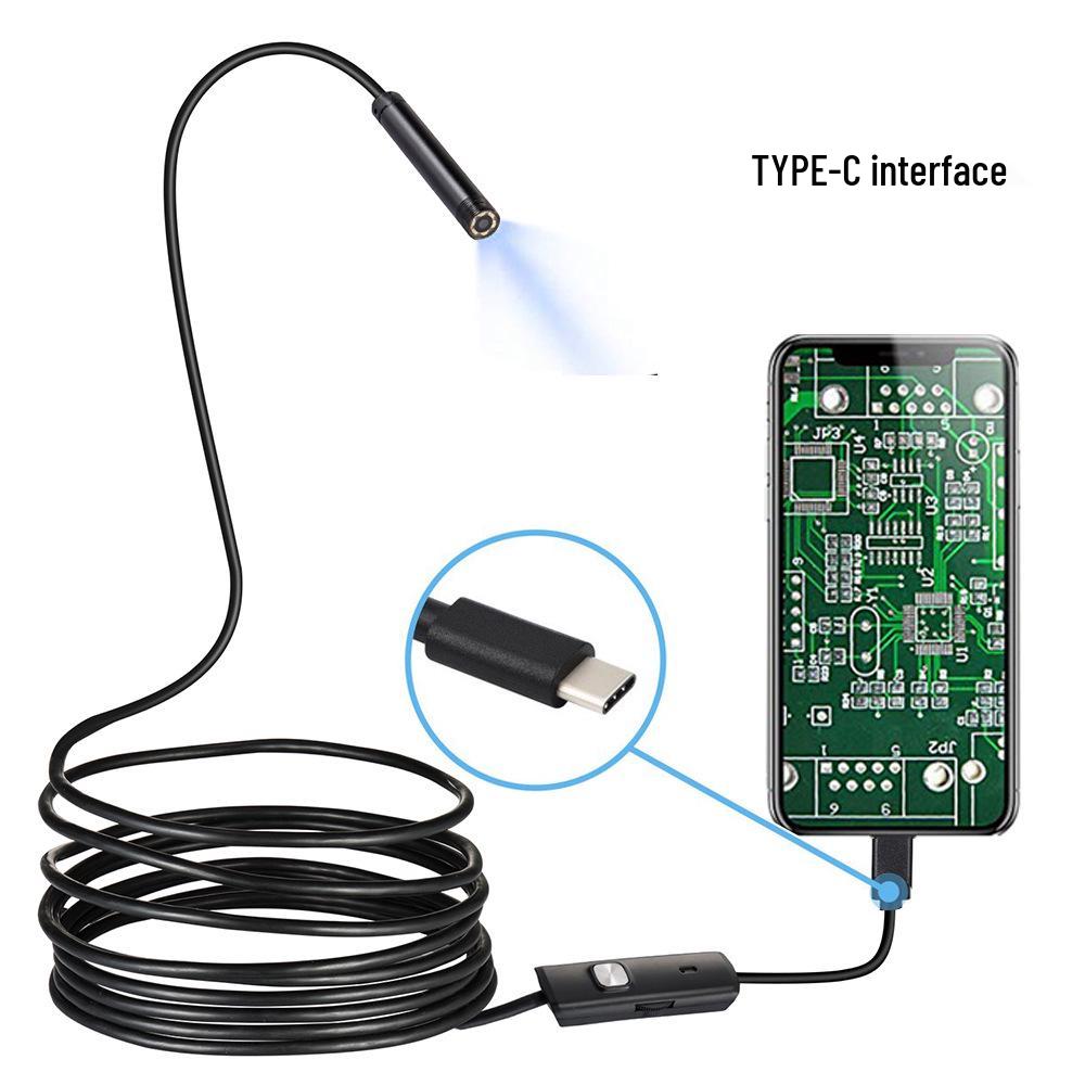 

Type C HD Waterproof USB Endoscope Camera for Pipe Inspection and Auto Repair 7mm 1m Soft Cable