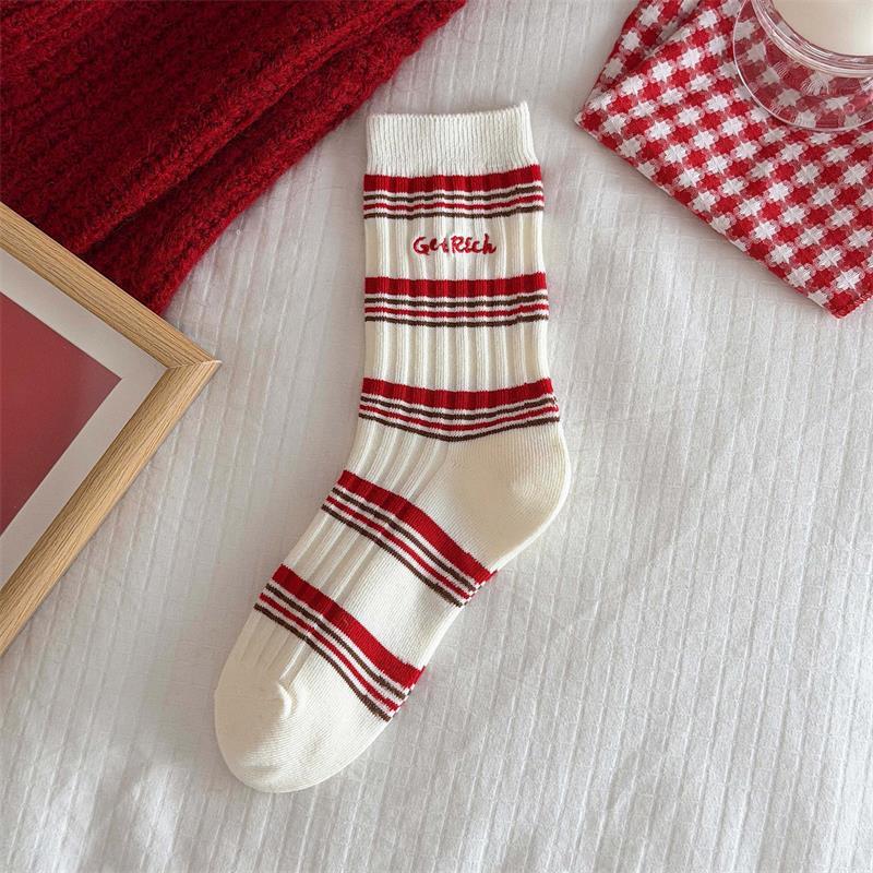 

1/5 пар Шкарпетки з Поні Червоні Шкарпетки Рік Коня Осінь Зима Теплі Шкарпетки Унісекс Середньої Довжини Святкові Щасливі Шкарпетки Року Подарунки A3