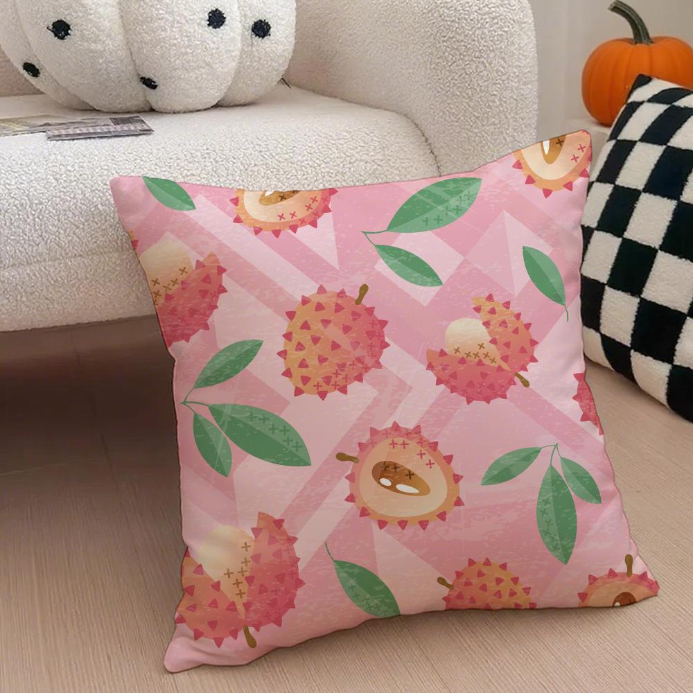 Fresh Vibrant Textile Pattern FFruit Print Art Cushion Cover Throw Pillow Cover Hidden Button Durable Polyester Chair Cushion