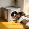 Double Layer Cats Cave Bed with Scratching Pad Foldable Design Space Saving Cats Shelter House for Indoor Habitats