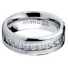 Hot Selling 2025 Stainless Steel Men's Ring Wedding Band Square Cubic Zircon  Jewelry Accessory