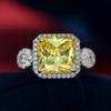 Tancise Jewelry Yellow 10 * 10 Zircon Surround Ring Fashion Personality 925 Silver Women's Ring