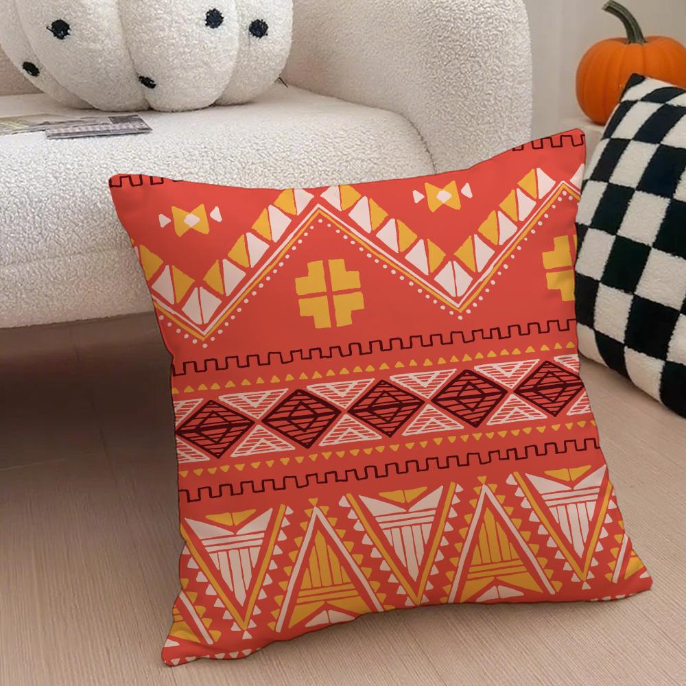 Boho Textile Pattern BBohemian Ethnic Prints Cushion Cover Throw Pillow Cover Hidden Button Durable Polyester Chair Cushion