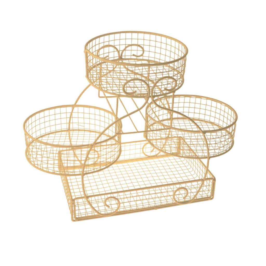 Tiered Wire Basket Stand Multiuse Bread Basket Fruit Bowl Holder Iron Mesh Fruits Stand for Potato Bread Snack Veggie Table