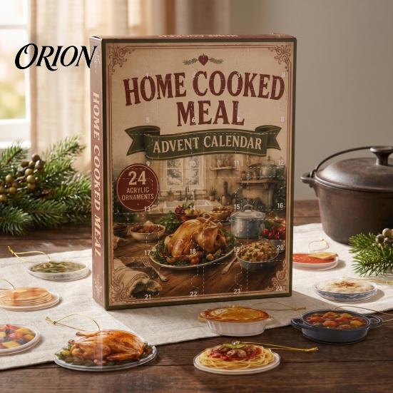 Decorative Pendant for Holiday Grab Some Lunch Advent Calendar, 24 Days 2D Acrylic Food Retro Style Ornament Set Ornaments Christmas Countdown