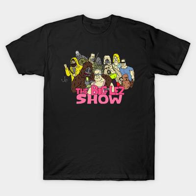 Men Black Print T-shirt The Big Lez Show No-Cut Transfer Paper Print Cotton Tshirt