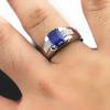 Luxury Sapphire Zircon Crystal Men's Fashion Jewelry Silver Ring