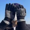 Winter Fashion Warm Men's Gloves Fleece Thickened Wool Knitted Cycling Windproof and Cold-proof Gloves