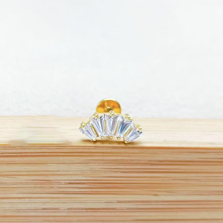 F136 Titanium Flower Peacock Crown Earrings, Long Studs for Cartilage Piercing, 1.2/1.0 Thickness