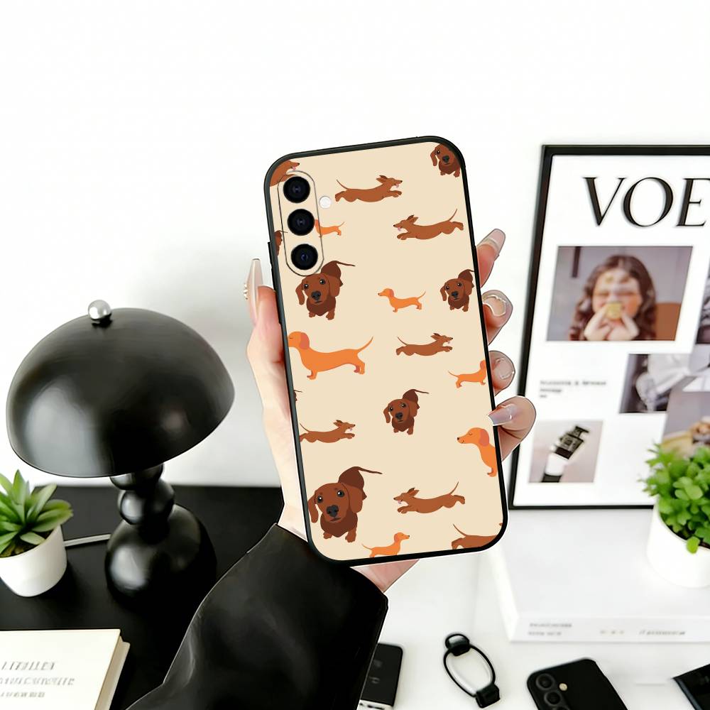 

C-Cute C-Cartoon D-Dachshund Phone Case For Samsung Galaxy A73,A72,A71,A70,A53,A52,A51,Soft Silicone Black Cover Samsung a73 5g