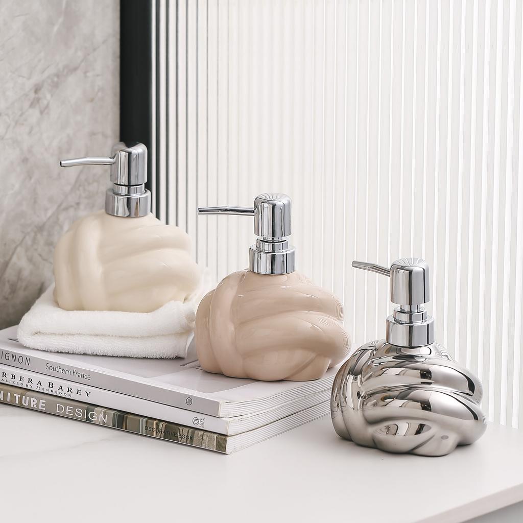 Modern Cylindrical Press Soap Dispenser Bathroom Shampoo Shower Dispensing Bottle Ceramic Soap Dispenser Bathroom Accessories