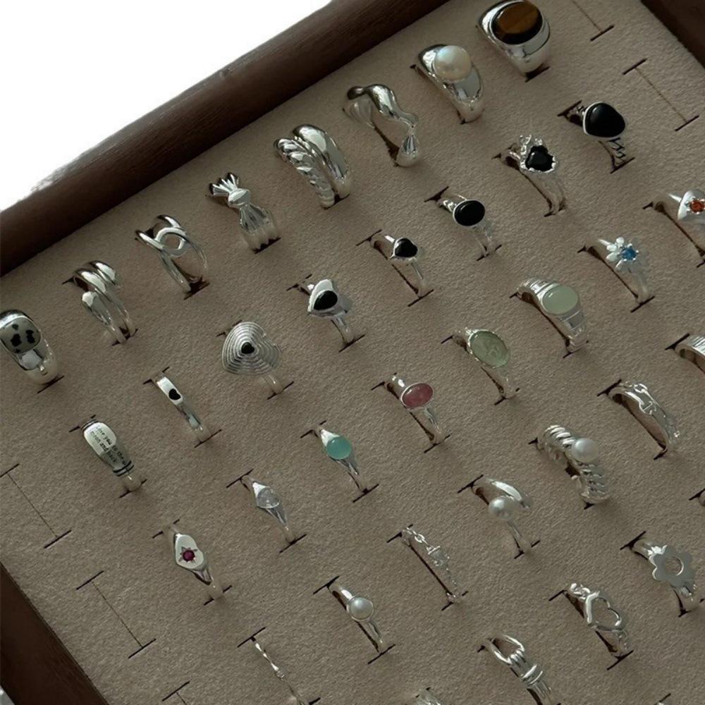 925 Sterlingsilber Unregelmäßiger Edelstein Damen Luxus Zeigefingerring - Nicht Verblassend, Verstellbar, Leichtes Nischendesign.