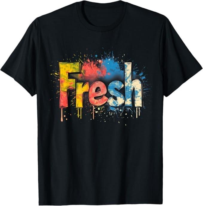 &034;Fresh&034; Graffiti Style  Street Fashion  Urban Tee Hip-Hop T-Shirt Unisex T-Shirt XXXXL