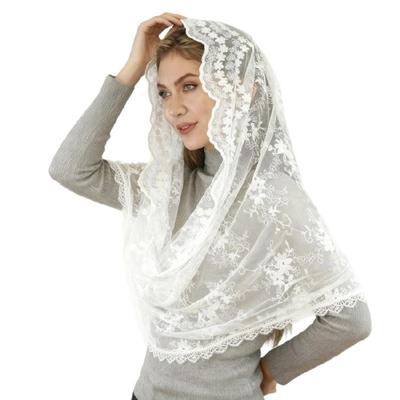 Church Mass Veil With Lace Flower Soft Comfortable Hair Styling Accessory Sheer Mantilla Headwear For Bride Formal Event