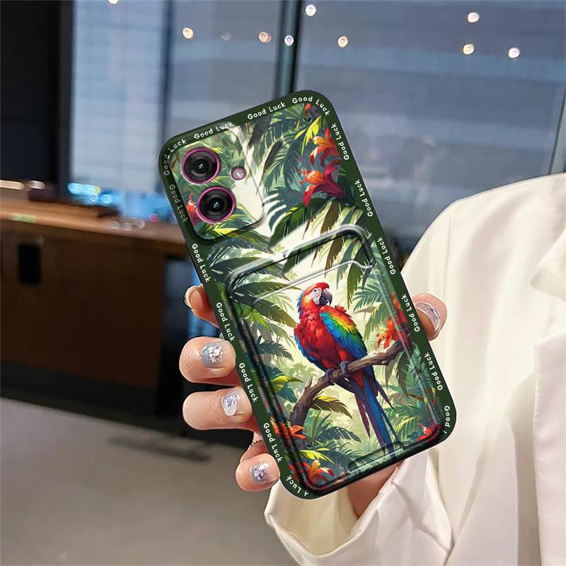 Full Wrap Soft Case Phone Case For MOTO G55 5G Fashion Design Silicone Card Slot Cover Anti-knock Durable Cute Anti-dust