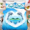 3D Dolphin Duvet Cover Set, Underwater World Duvet Cover and Pillowcase, Dolphin, Tropical Fish, Coral Ocean Bedding Set