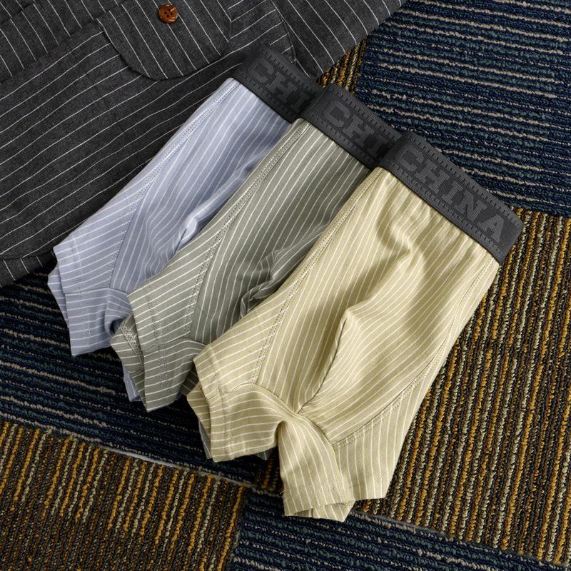 Striped Underwear for Men Cotton Breathable Four Cornered Pants Men's Comfortable Flat Cornered Pants