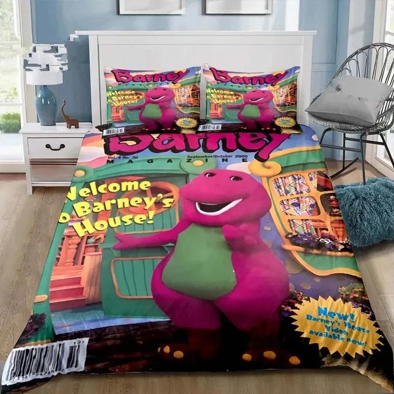 

3D Print Barney Cartoon Friends Bedding Set Double Twin King Duvet Cover Comforter Pillowcase Boys Girls Adults Bedroom 70x133cm