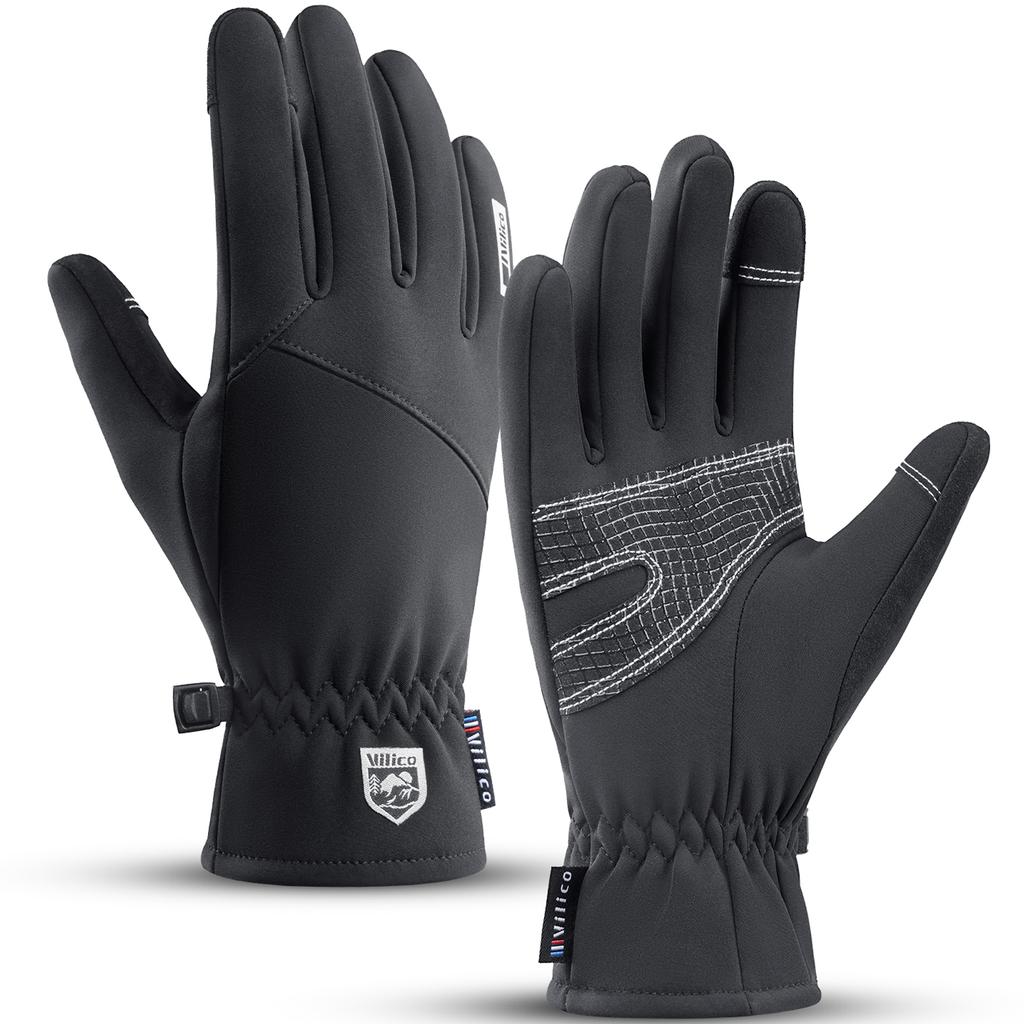 Herren Winter Wasserdichte Fahrradhandschuhe Touchscreen Fleece Warm Rutschfest Vollfinger für Outdoor-Sportarten Laufen Motorrad Ski