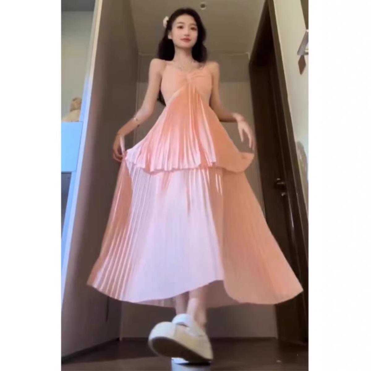 Pure Desire Irregular Waist-Baring Slim-Fit Suspender Dress - Sexy 2026 Beach Design with Thin Gauze S