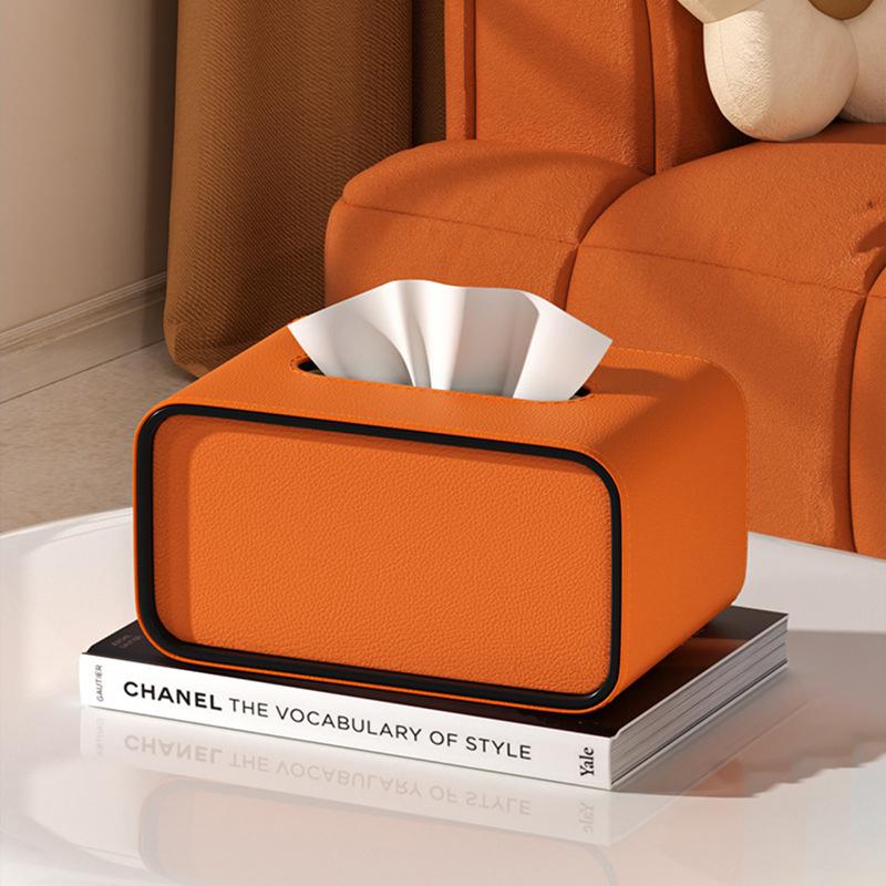 

Premium Oval Leather Tissue Box - Elegant Living Room & Bedroom Decor, Modern Desktop Napkin Holder, Creative Storage Box