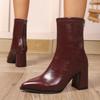Herbst Winter Mode Spitzzehen Stiefeletten Damen Reißverschlüsse Dicke Absätze Schuhe Streetstyle Bankett Party Kurze Botas Mujer