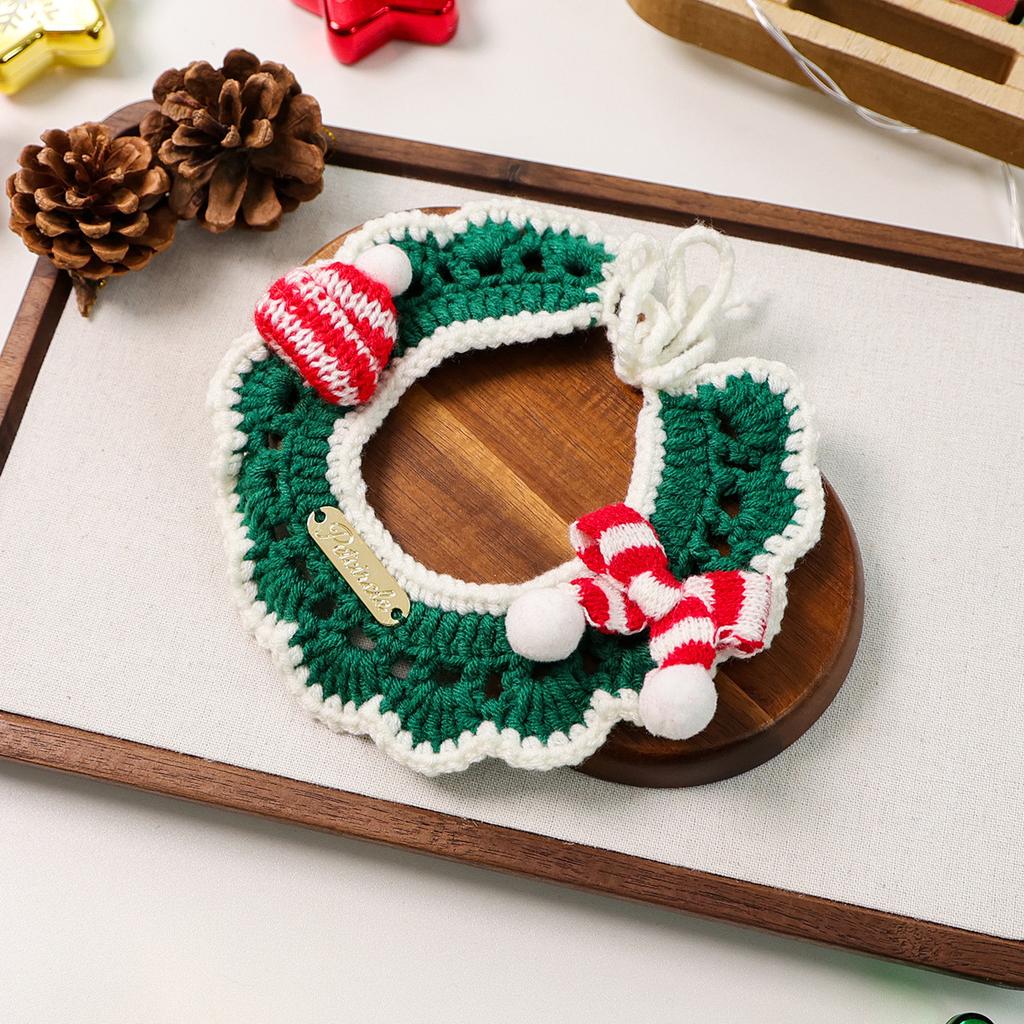 Pet Supplies Bib Hand Crocheted Snood Christmas Day Dog Cat Gold Label Saliva Towel Bib Collection