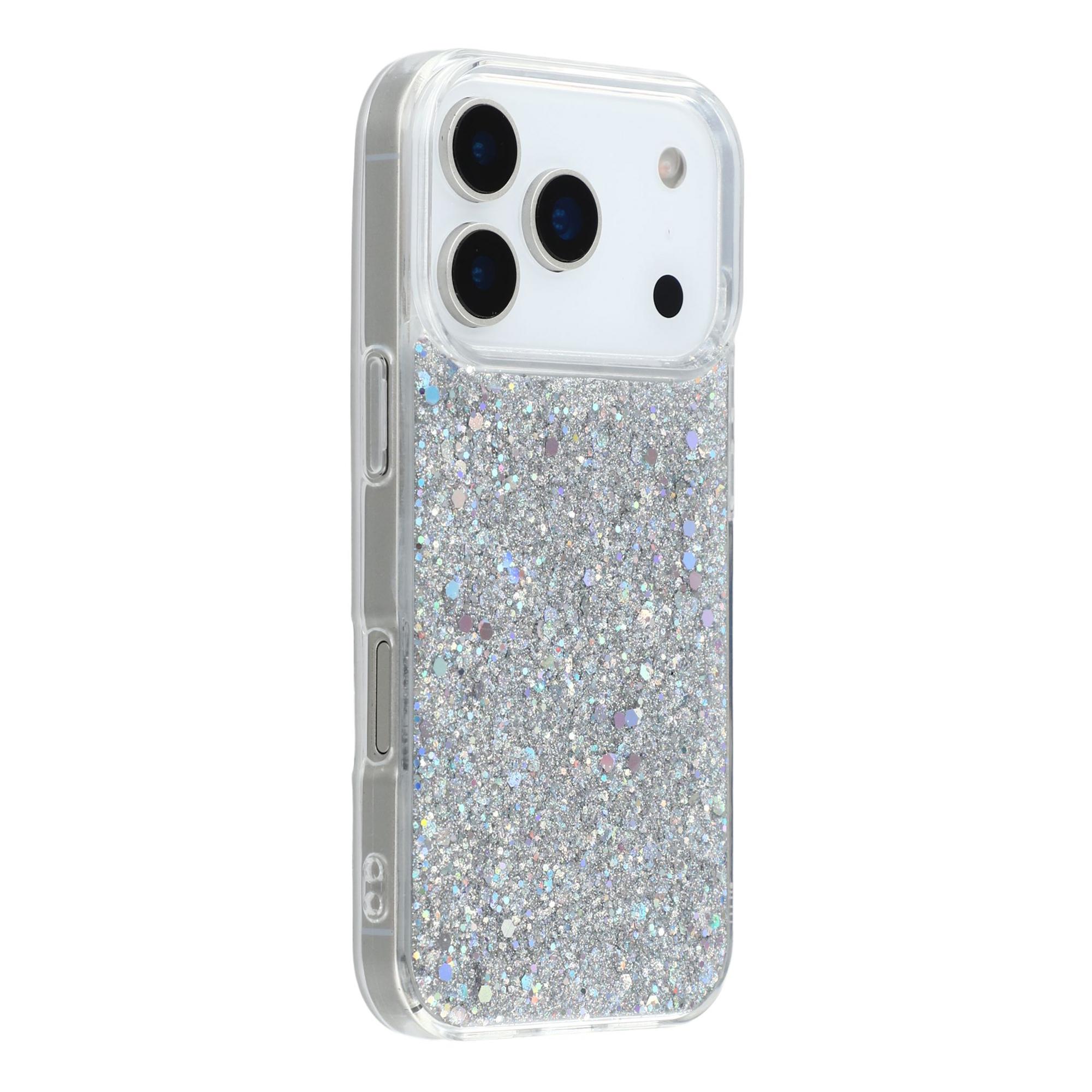 

For iPhone 17 Pro Case Shockproof Soft TPU Phone Cover Glittery Design Silver