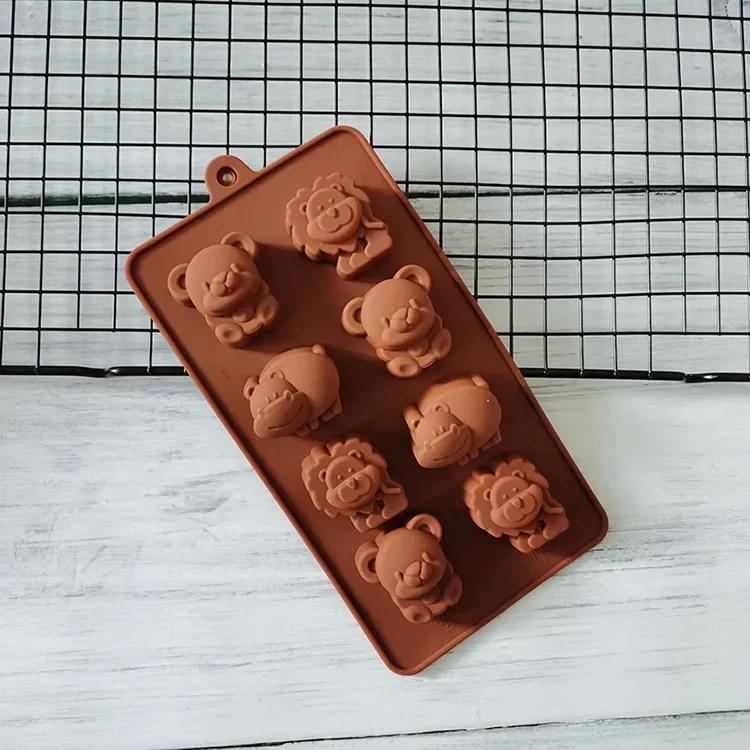 Lion Bear Hippo Shaped Silicone Cake Mold Animal Chocolate Mold Cake Mold Cookie Suitable For Candy Ice Cube Baking Tools
