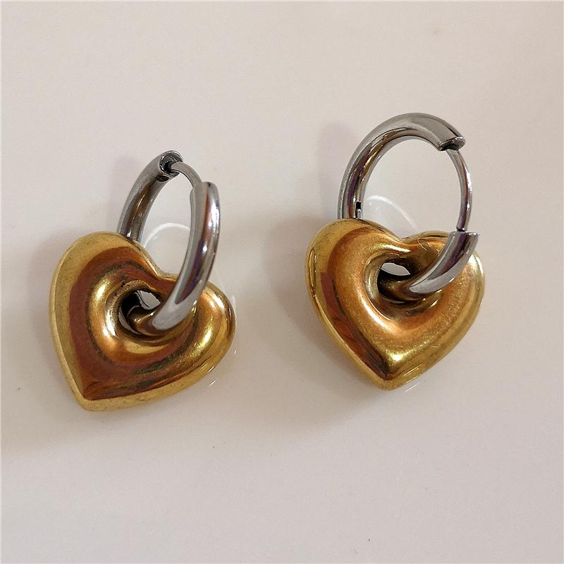 Classic Gold Chunky Flower Heart Star Hoop Earrings For Women Men Punk Hip Hop Gold Color Female Earring Statement Y2K Jewelry