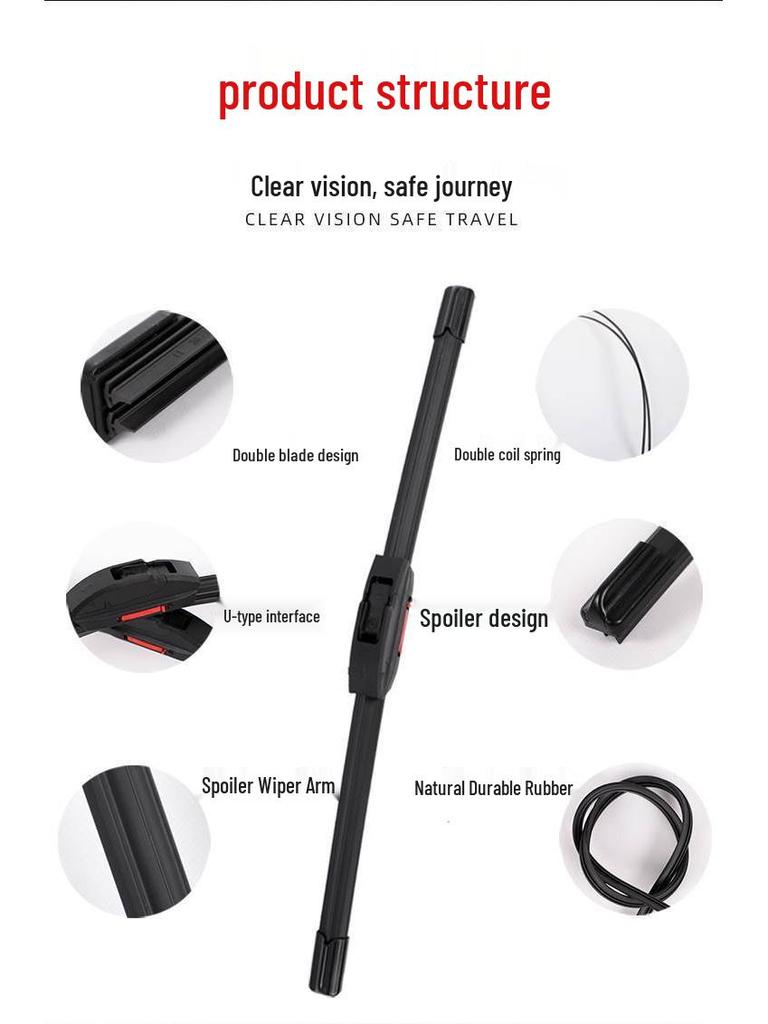 Double Rubber Wiper Blade for Zhonghua V3V5, H330H230H530, Zunchi Junjie, FRV, and fsvCross