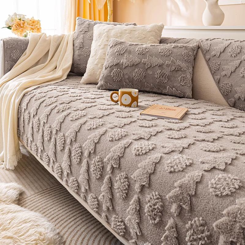 

Зимняя утолщенная плюшевая жаккардовая подушка для дивана с изображением кролика, нескользящая подушка для сидения, кожаный чехол для дивана, теплая пылезащитная ткань для спинки сиденья 70X70CM 1PC серый