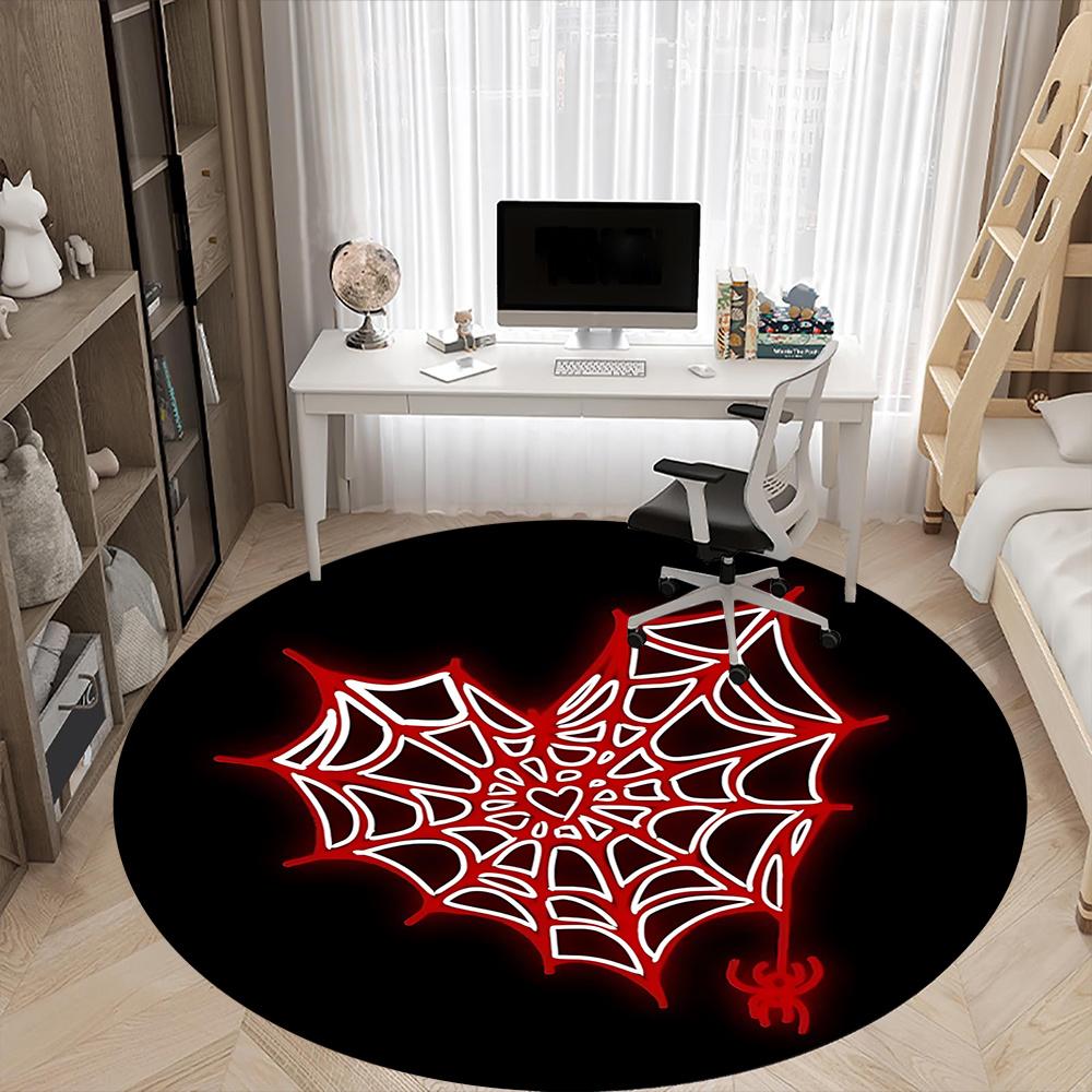 1pc Spider Web Office Round Area Rug, Indoor Mat Suitable ForOffice, Under Office Chairs Bedroom Living Room Home Decor, Room Deco q059