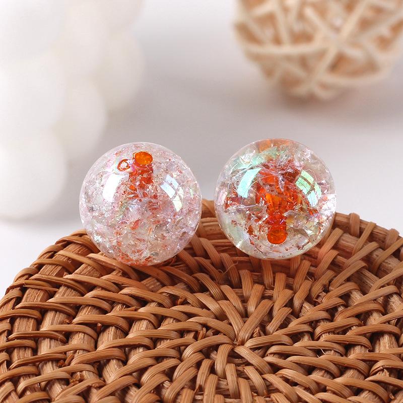 Acrylic Transparent Plated AB Color Bursting Straight Hole Pattern Round Plastic DIY Floral Colored Beads Jewelry Accessories