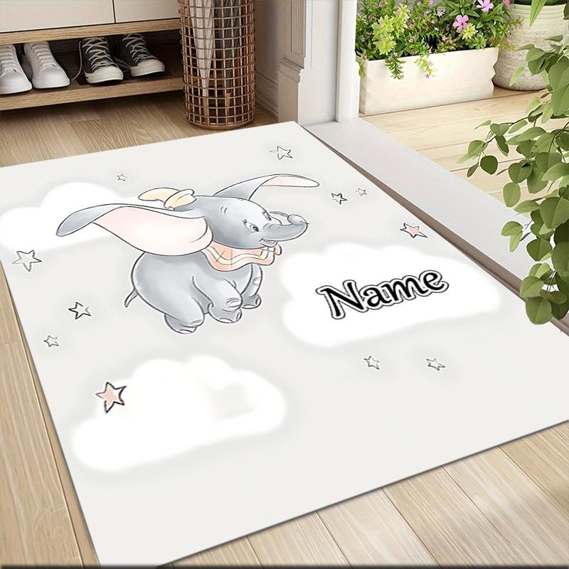 Custom Name "Baby Dumbo Adventure" Carpet Rug Customizable Soft Washable Anti-Slip Home Living Room Sofa Mats Personalized Rug. 0909387