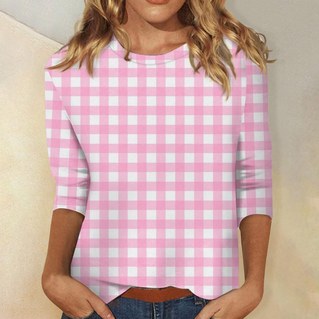 Damen Oberteile Dreiviertelarm Valentinstag Shirt Rundhals Lockeres Freizeitshirt