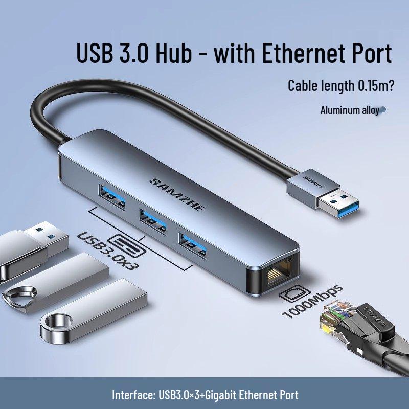 Mountain Lake USB Hub & Gigabit Ethernet Adapter (Win Driverless RJ45)