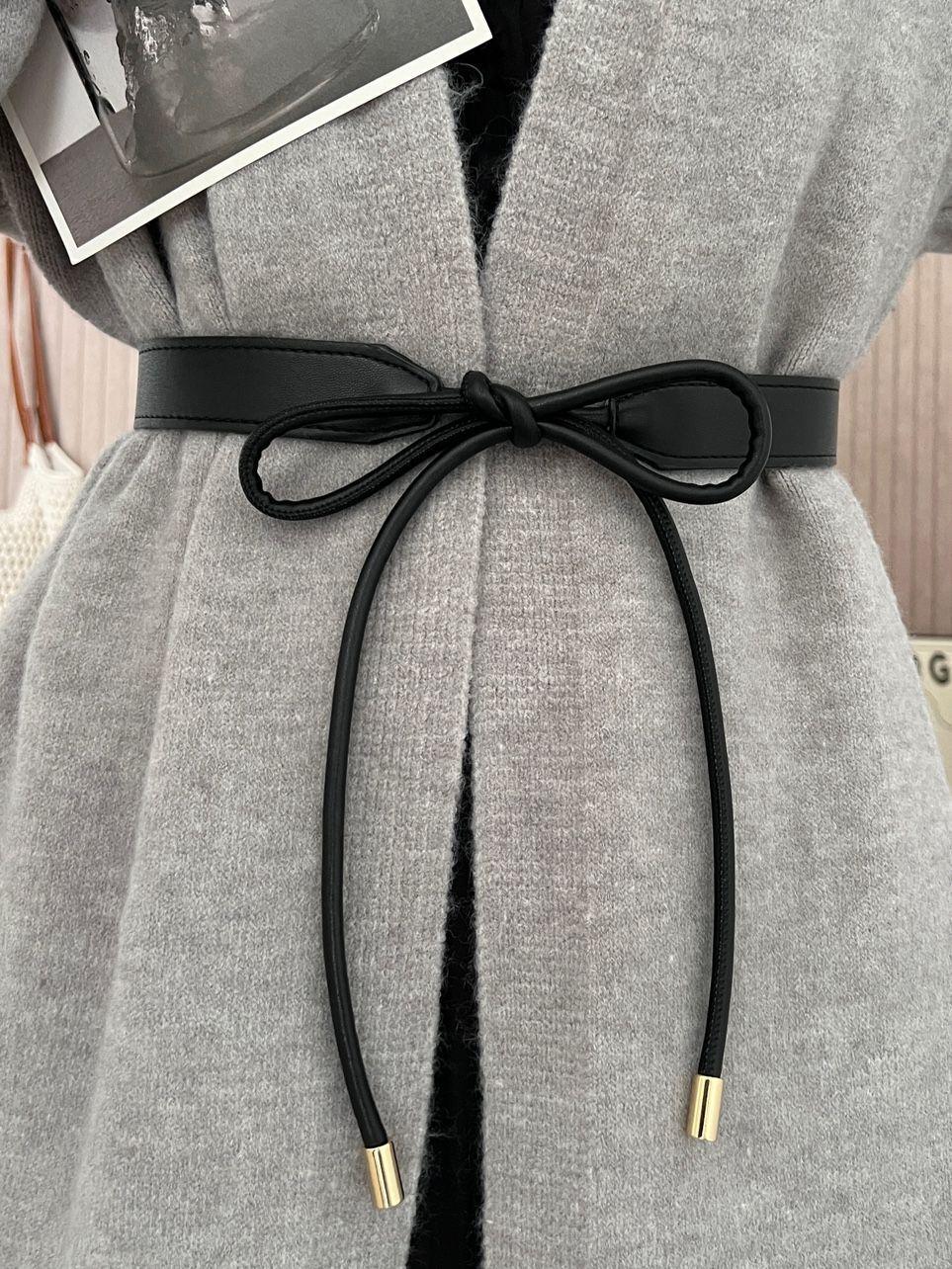 

Women s Faux Leather Knot Waist Belt - Fashionable Thin Cincher for Skirts & Coats 160 cm length чёрный
