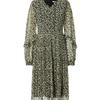 JIUZI ANNACO Women's V-Neck Printed Pleated Chiffon Dress
