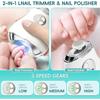2 in 1 Electric Polishing Automatic Nail Clippers, 3 Speeds LCD Digital Display, USB Rechargeable Safety Fingernail Trimmer for Baby, Kids, Seniors, C