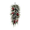 Christmas Teardrop Swag Artificial Flocked Pine Hanging Garland With Red Berries For Xmas Front Door Wall Holiday Decor