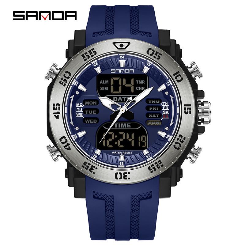 Sanda Waterproof Luminous Youth Electronic Wristwatch with Alarm for Men