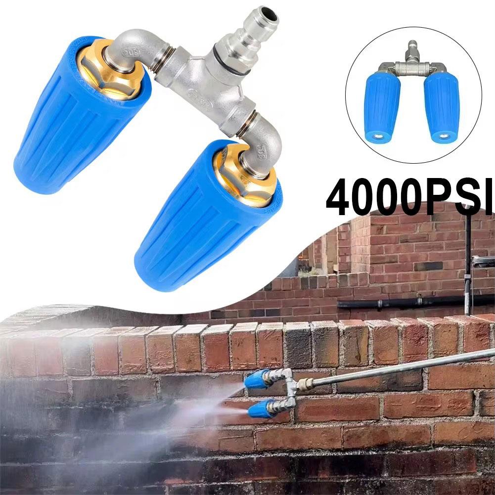 4000PSI Max 360° Rotatable High Pressure Washer Dual Garden Nozzle Car Turbine Cleaning Washing Tool Twin V7Y4