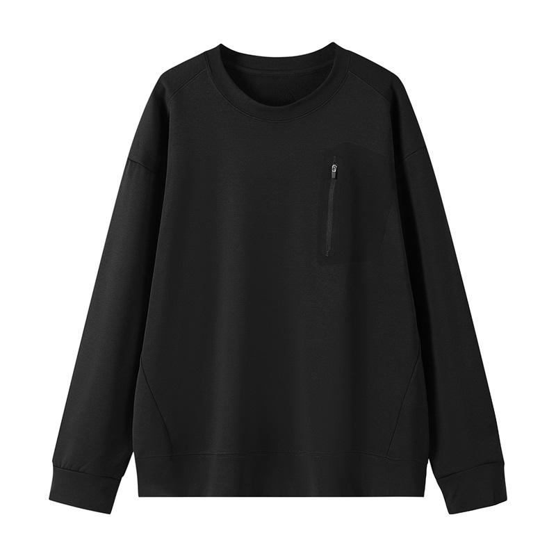 

Мужская осенне-зимняя спортивная и повседневная модель с круглым вырезом, флисовой подкладкой и длинными рукавами XXXL насыщенный черный