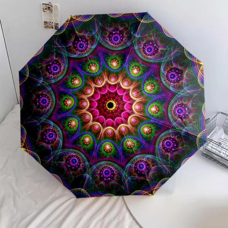 1 PC Automatic Folding Umbrella - Retro flowers Pattern, Portable & Foldable Design with 8 Ribs, Christmas Birthday Gifts