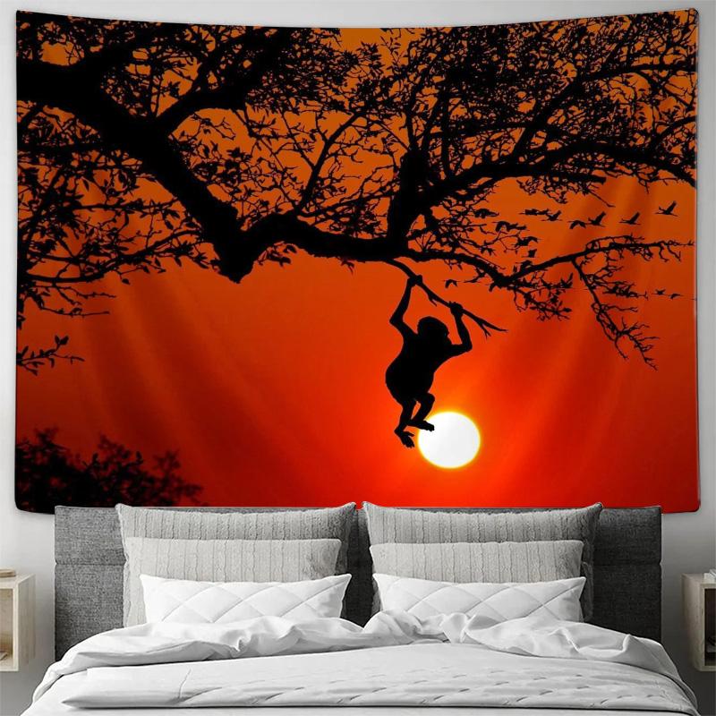 Tree Shadows At Sunset Wall Hanging Romantic Landscape Decorative Wall Tapestry 100X70CM