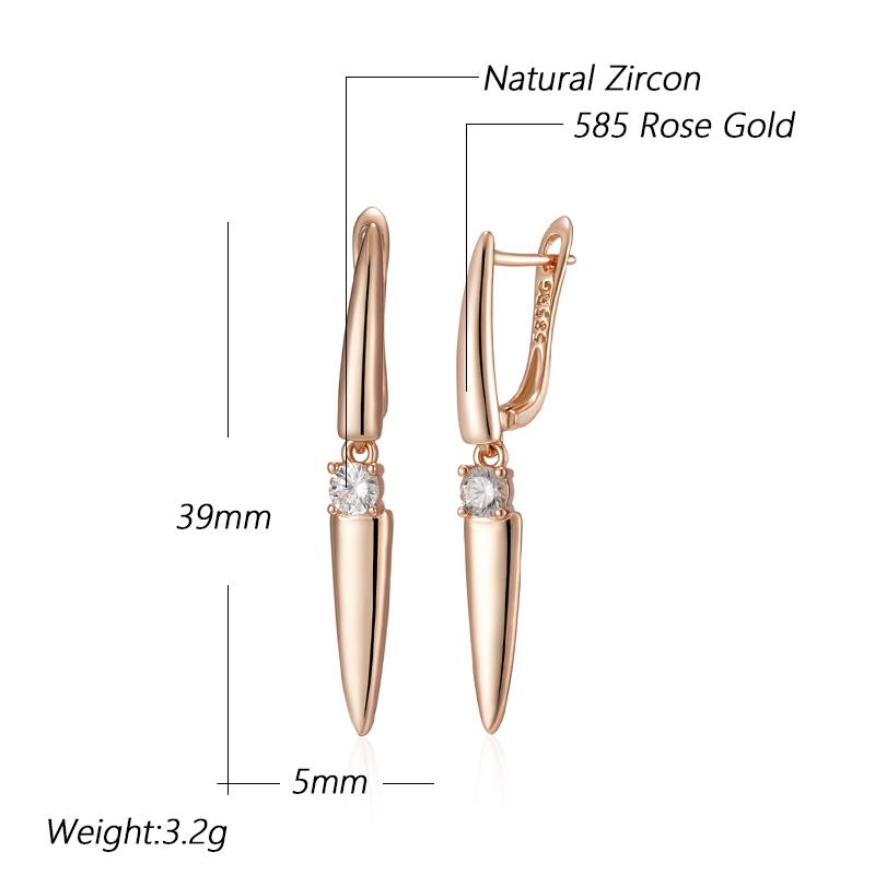 Kienl Simple  Rose Gold Color Long Drop Earring For Women Luxury Shiny Natural Zircon Accessories High Quality Daily Jewelry