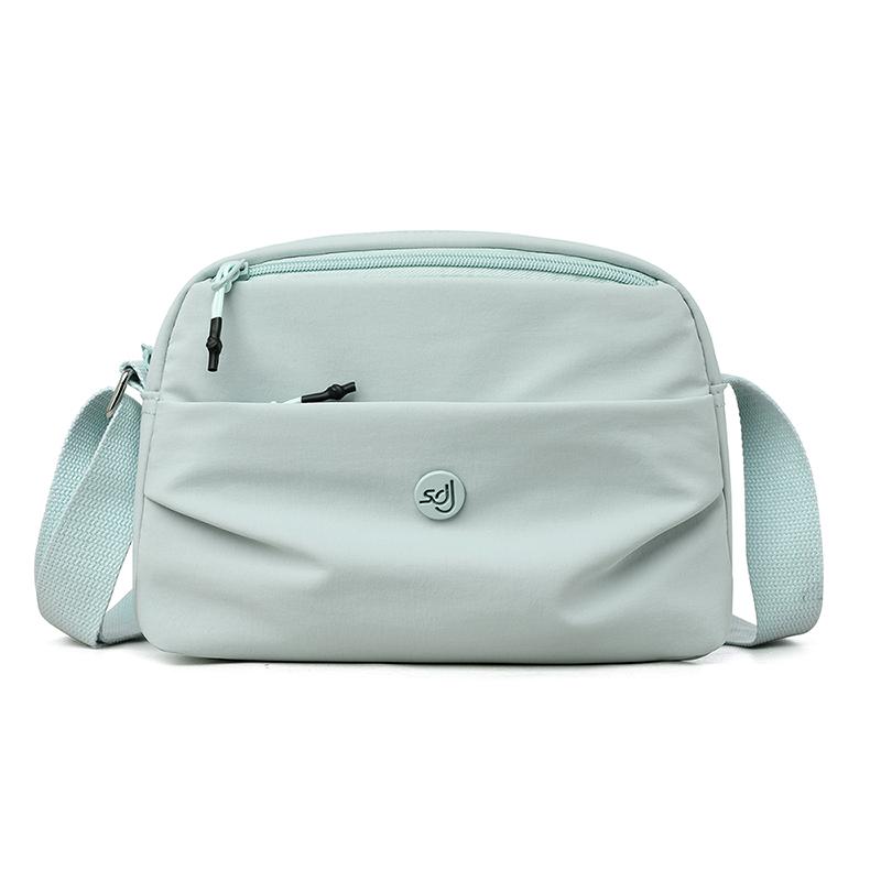 Women Small Capacity Tote Bag Waterproof Nylon Multi-Compartment Shoulder Bag Office Commute Crossbody Purse with Soft Fabric