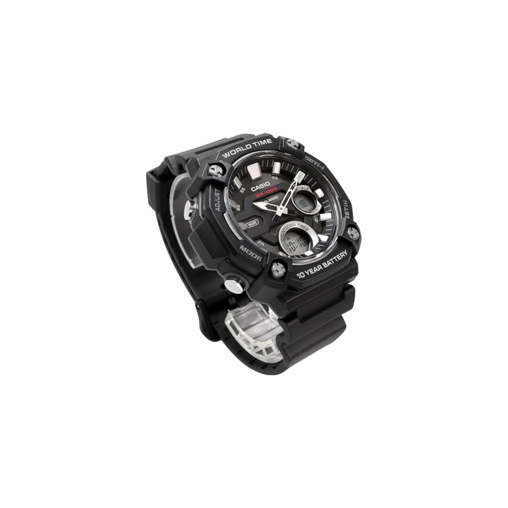 Casio World Time Telememo Analog-Digital Quartz Watch AEQ-120W-1AV Men's Black Imported Model